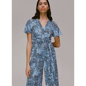 WHISTLES Blue Hyena Spot Jemma Jumpsuit Size 4